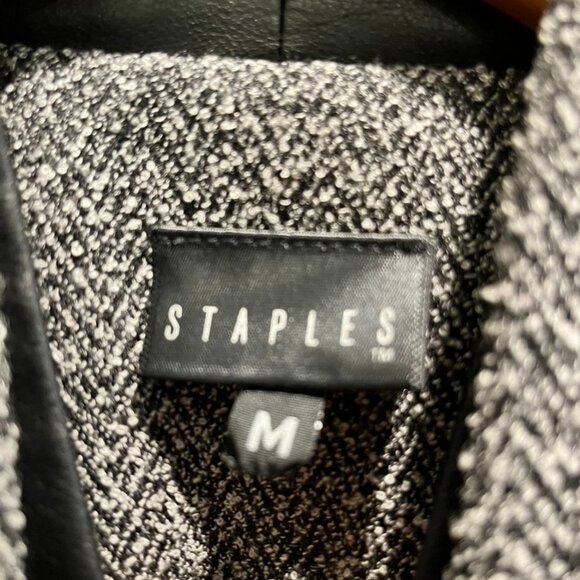 Black Herringbone Swing Jacket by Staples, M - Picture 13 of 16